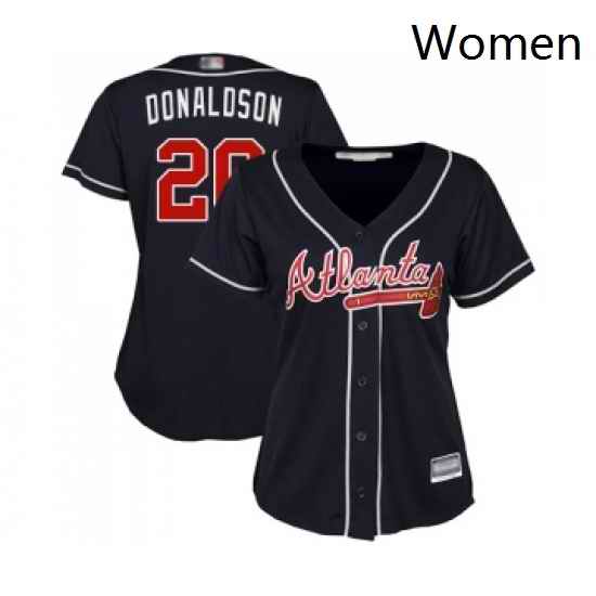 Womens Atlanta Braves 20 Josh Donaldson Replica Blue Alternate Road Cool Base Baseball Jersey